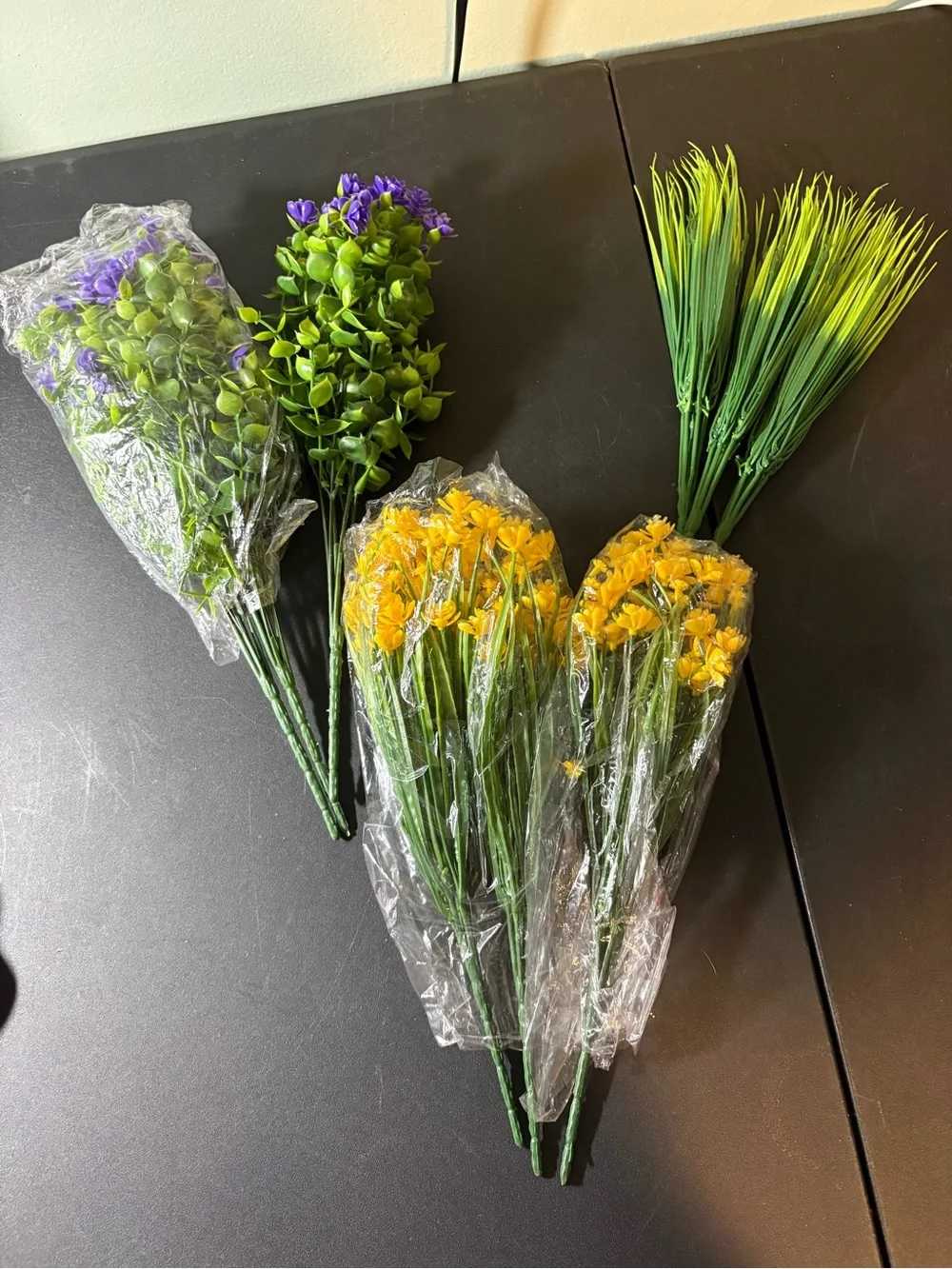 Yellow and Purple Faux Floral Stem Bundle